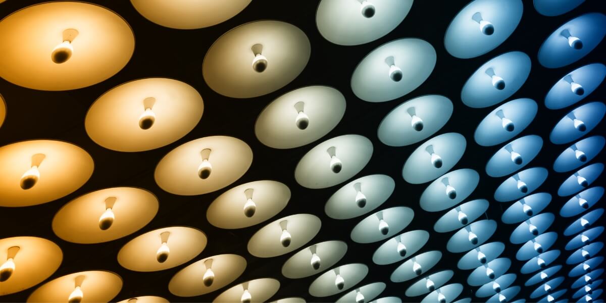 Pattern of lights on a ceiling with gradient lighting