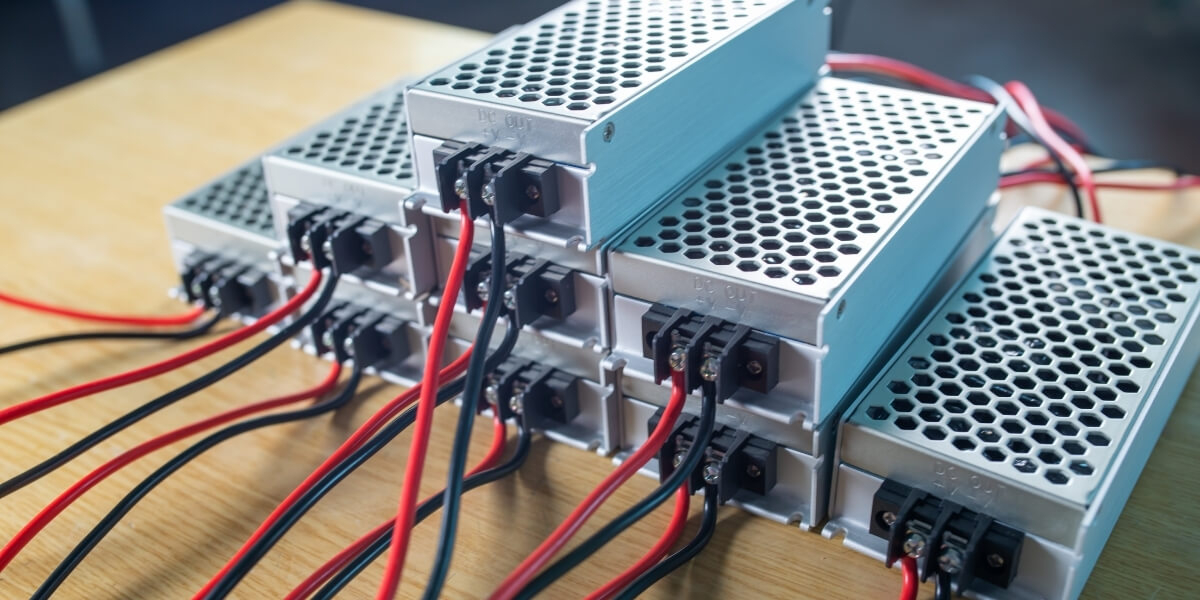 Close-up metal cases for storing power supply