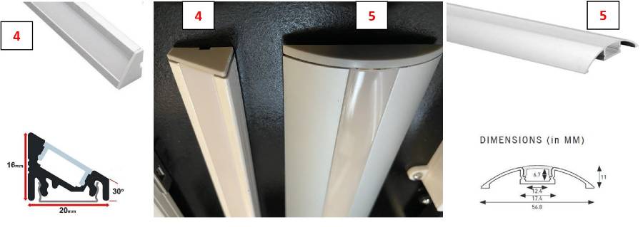 Under-cabinet LED lighting dimensions and fixture profile details