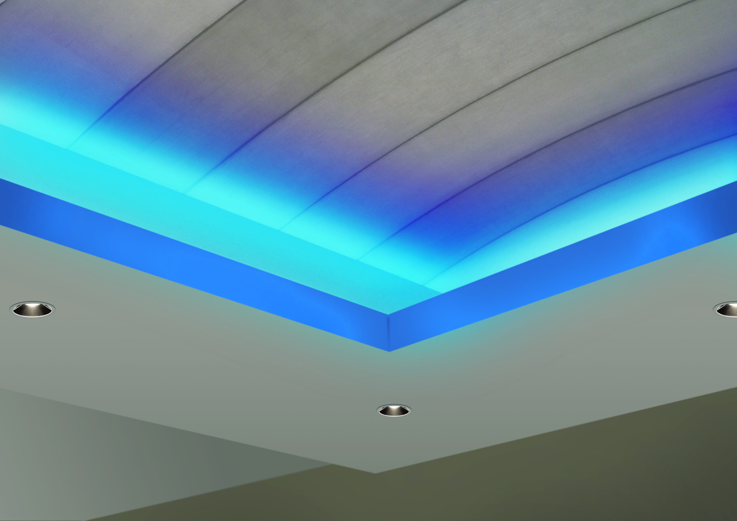 Curved cove profile with architectural lighting