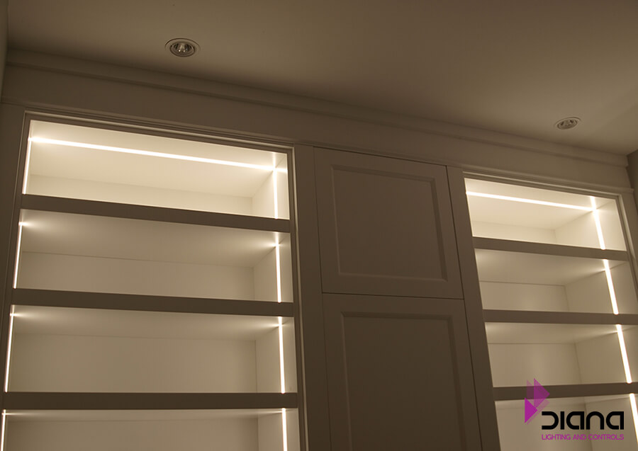 Custom millwork with integrated linear LED lighting