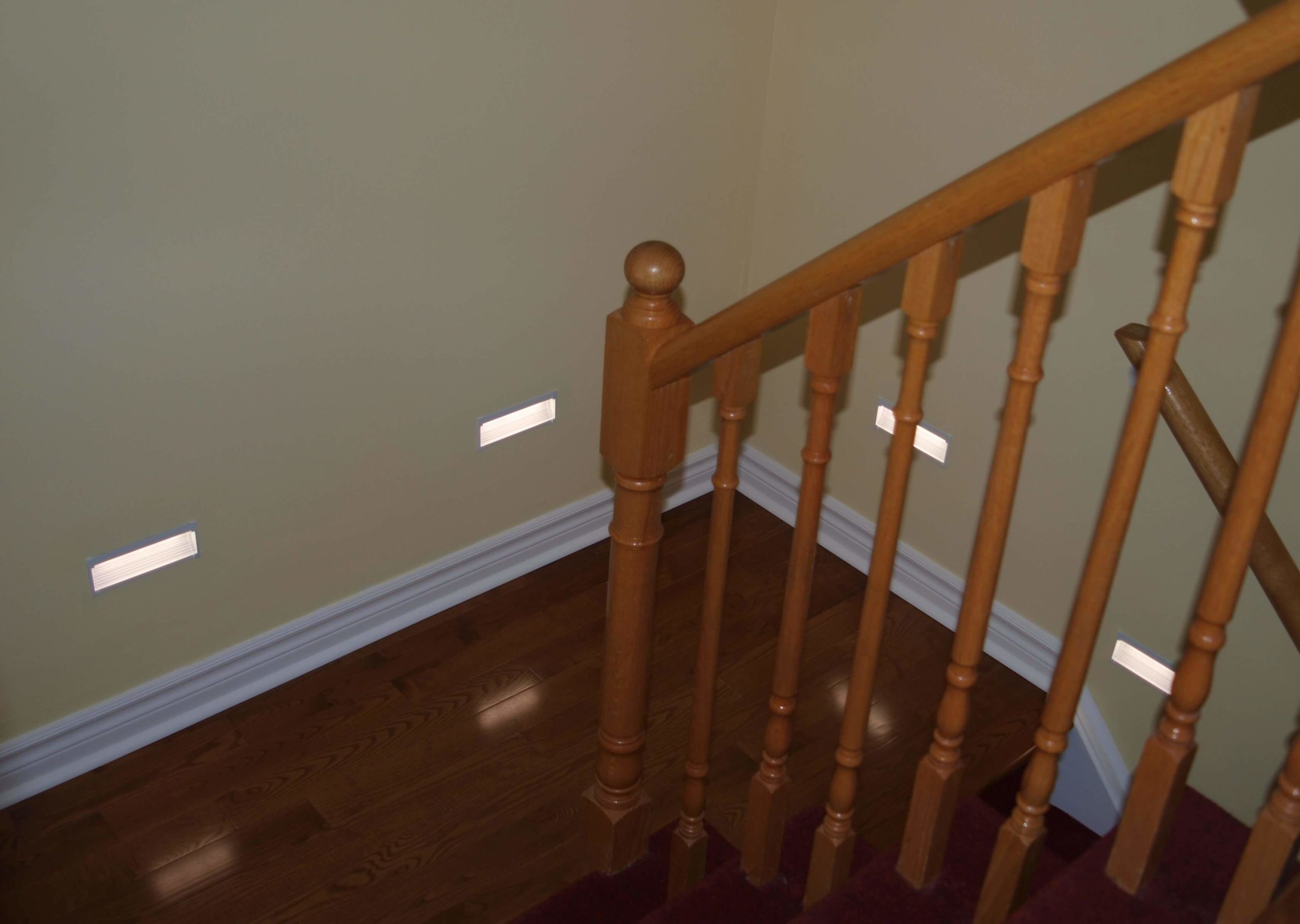 Commercial stairwell with recessed LED lighting