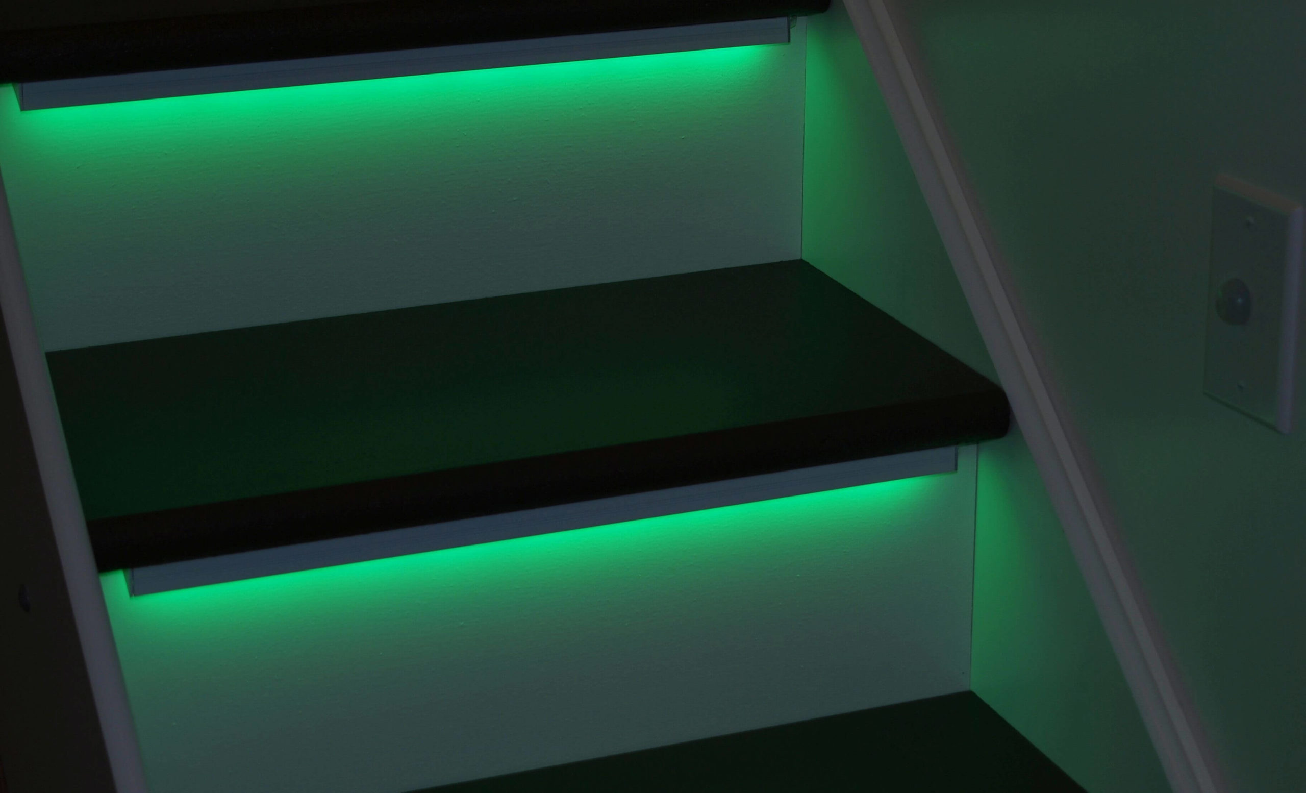 RGB stair lighting in green