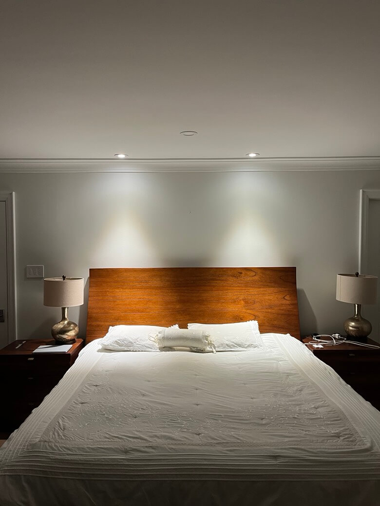 Second dimming level for integrated bedroom reading lighting