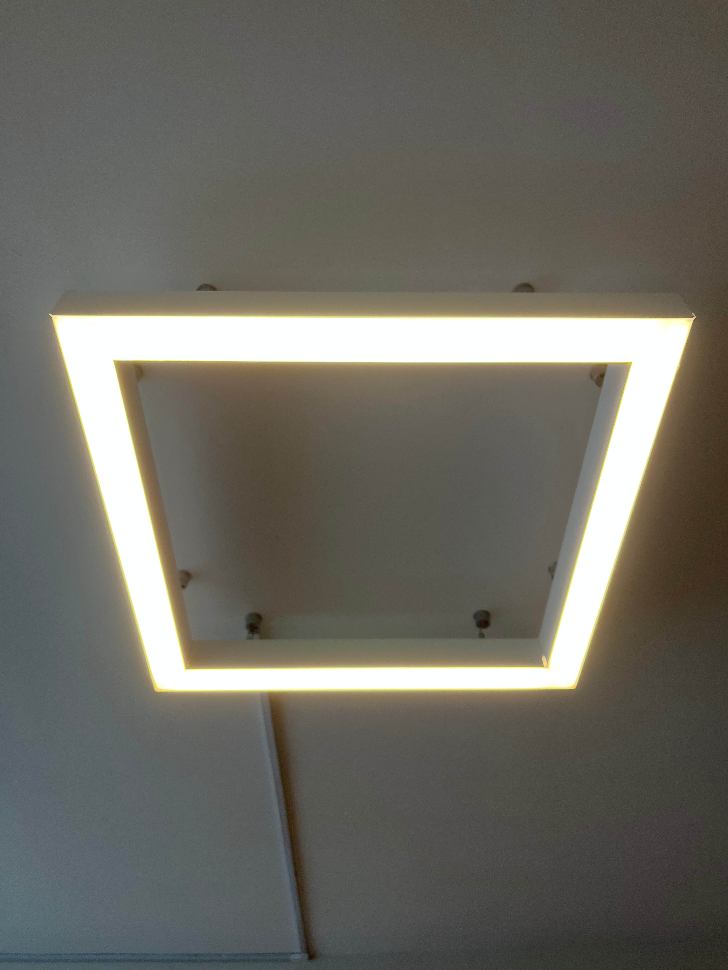 Close detail of the custom dimmable LED ceiling fixture