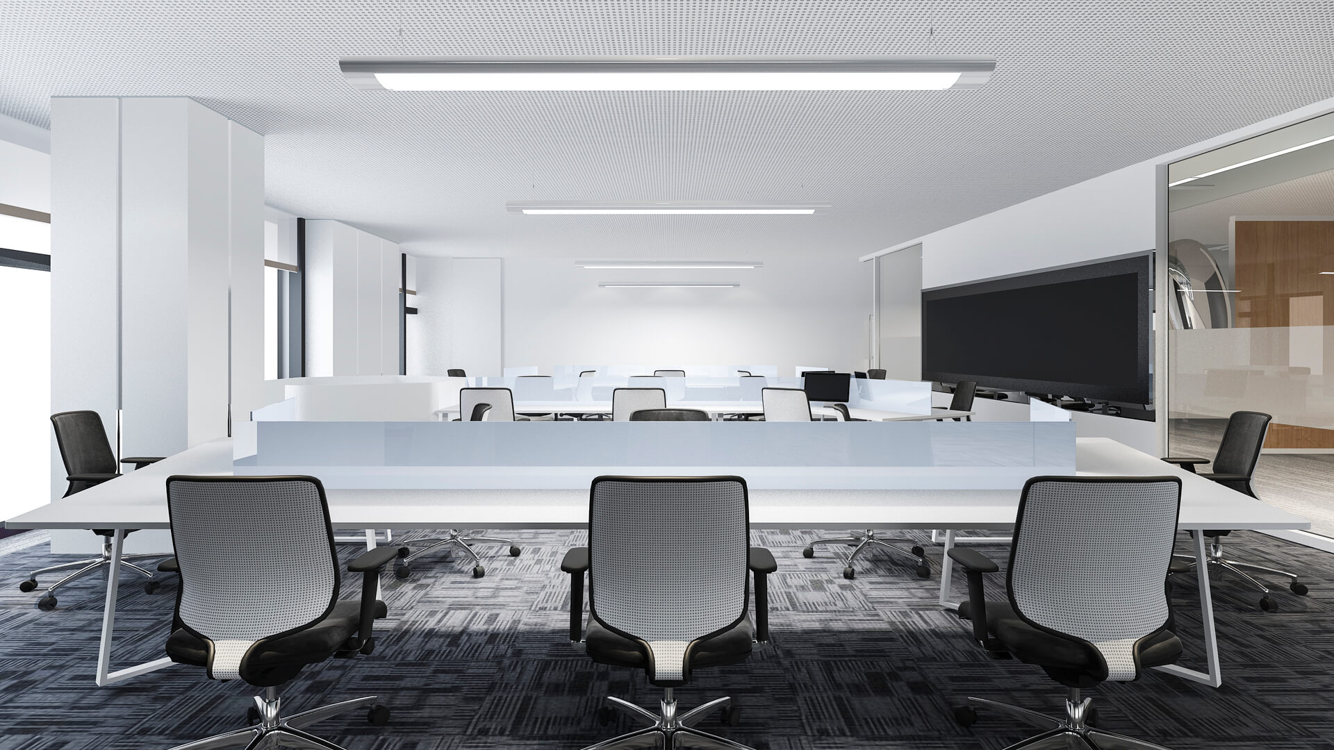 3d rendering business meeting and working room on for Diana Lighting