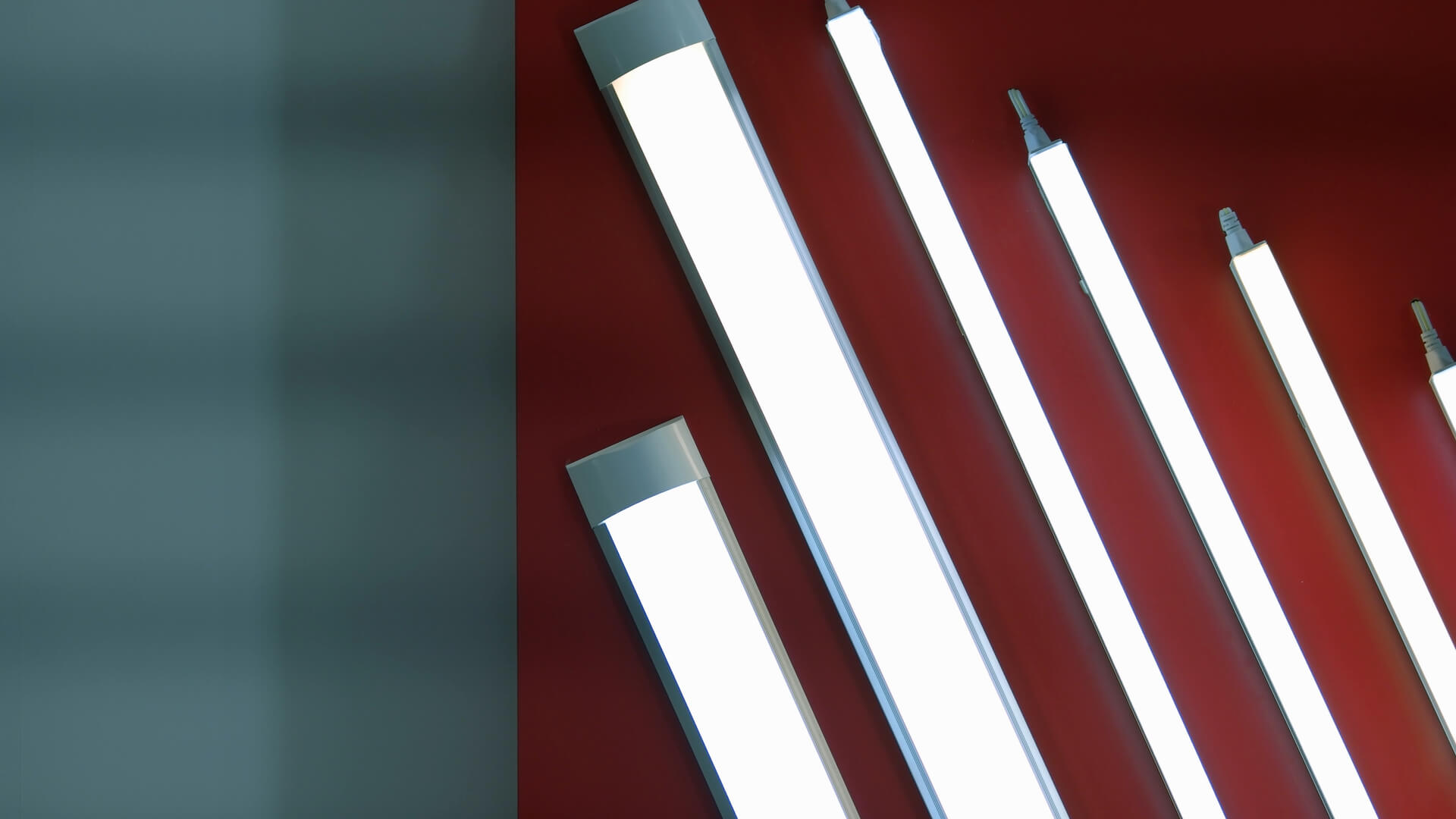 Bright lights on red background abstract