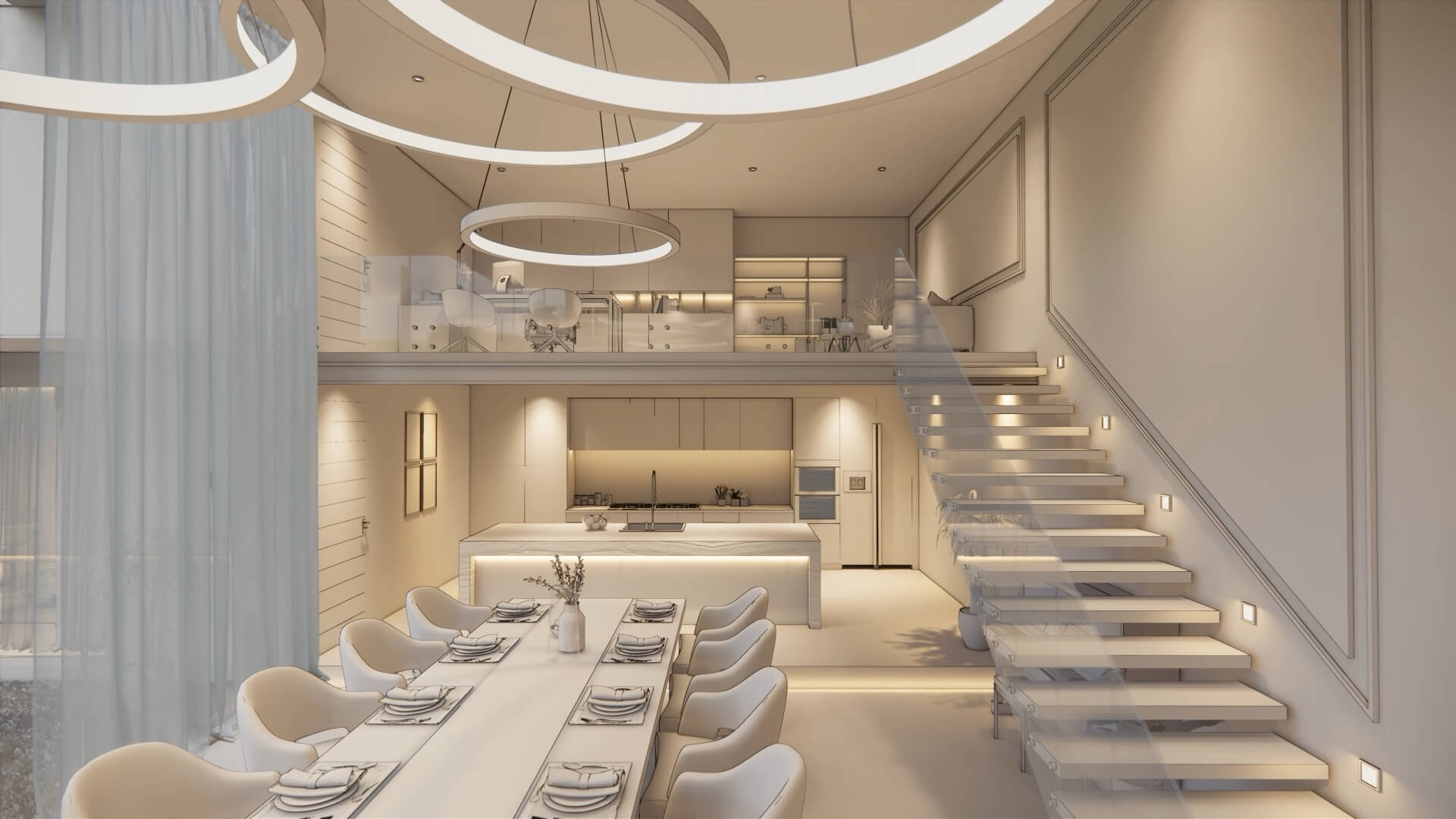 Custom linear lighting interior space